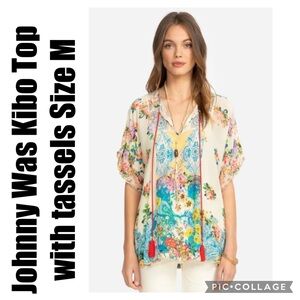 Johnny Was Kibo Top with tassels Size M